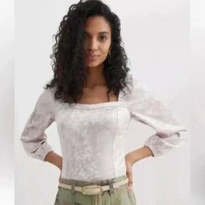 Anthropologie Jessima Smocked Long Sleeve Velvet Top Size Medium